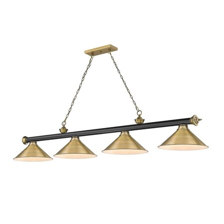 Z-Lite Cordon 4 Light Billiard, Matte Black & Rubbed Brass 2306-4MB-RB-RB15